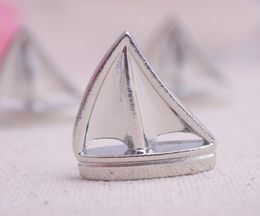 Cartes à thème Place Cartes Sail Boat Silver Beach Numéro Numéro de table Clips Nom de l'image Cadre de mariage Supplies8285767