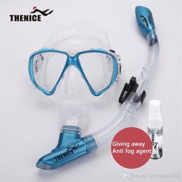 THENICE nouveau masque de plongée sec lunettes de plongée Tube respiratoire avec Agent Anti-buée à semi-conducteurs équipement de natation en Silicone 340D