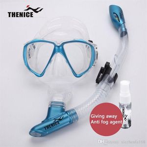 THENICE Nieuwe Droge Duikbril Snorkel Bril Beademingsbuis Met Solid State Anti-condens Middel Siliconen Zwemmen Equipment2755