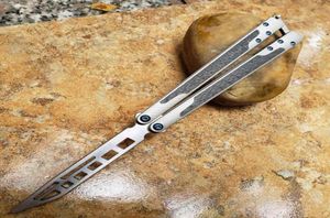 Theone Balisong Ex10 Ex10 Butterfly Trainer Entraîneur Not Sharp Titanium Chimera Fibre de carbone Swing Jilt Couteaux Squid Slond 2611835