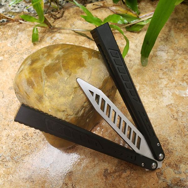 Theone Falcon Butterfly Trainer Jilt D2 Blade 6061, casquillos con mango de aluminio de aviación, cuchillo oscilante libre EDC, regalo de Navidad 331