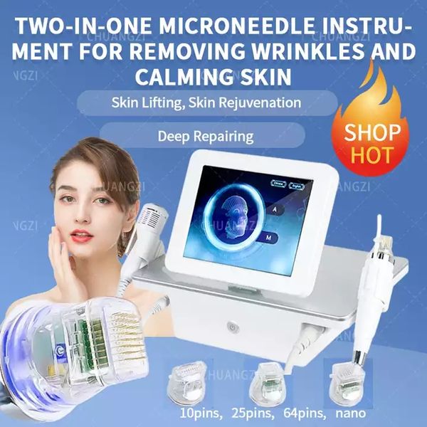 Machine à ultrasons thérapeutique 2 en 1 RF Microneedling fractionné Marteau froid Rajeunissement de la peau Minceur Traitement du visage Cicatrices d'acné