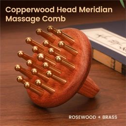 Thérapie Bois Copper Combs Gua Sha Masseur Masseur Face Straming Board Body Meridian Guasha Spa Neck Back Massage Tools 240412