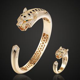 Theresa déclaration hommes bracelets tigre Animal bracelet anneau bijoux cubique Zircon Anel hommes cuivre anniversaire Jewelry273B