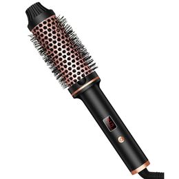 Brosse thermique 15 pouces Curling Curling Ceramic Iron Volumizing chauffage Round Travel Hair Curler Curler peigne 240325