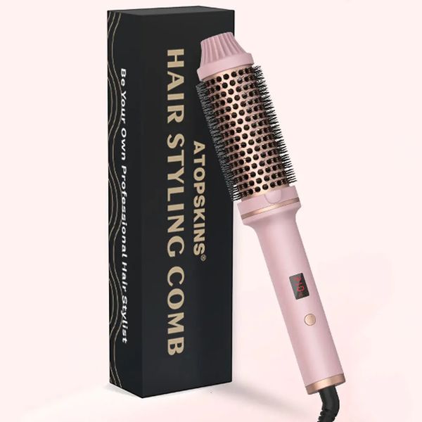 Brosse thermique Chauffage chauffé en fer brosse en fer 32 mm Round Brusque Ceramic Hair Curler Volumizing Brush LCD Affichage Curling Comb 240507