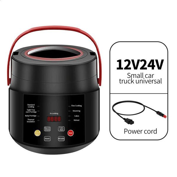 Olla térmica Mini olla arrocera eléctrica Multicocina Olla arrocera portátil para automóvil Máquina de cocción de 12 V y 24 V para automóviles y camiones Menú en inglés 231118