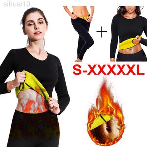 Thermique Néoprène Sauna Costume Sport Chemise Ling Femmes Fitness Culotte Minceur Taille Formateur Ventre Contrôle Culotte Blouse Pantalon L220802