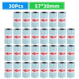 Thermisch papier 30 rollen afdrukbare sticker roll directe zelfklevend 57*30 mm voor peripage A6 printer Paperang P1/P2 230504