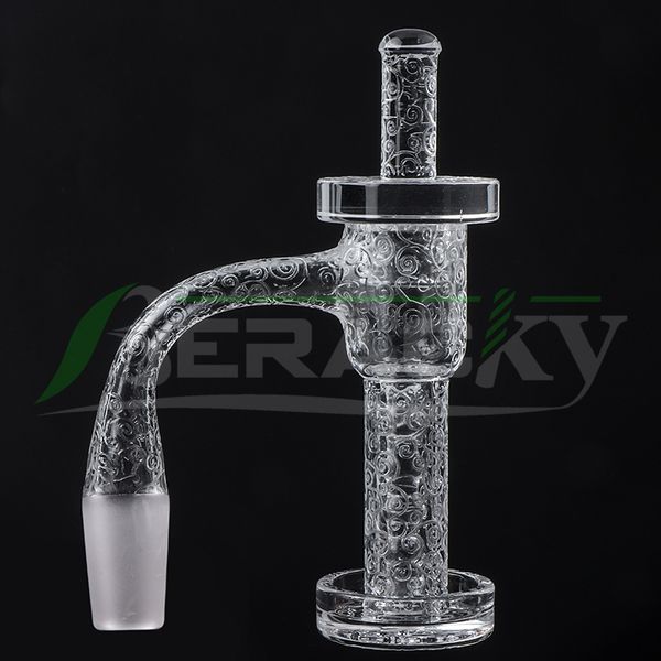 Beracky Full Weld Sablée Fumer Terp Slurper Set Avec Capuchon En Quartz Et Pilule 20mmOD Soudage Sans Soudure Bord Biseauté Sablage Slurpers Clous Pour Bongs En Verre Rigs