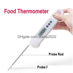 Thermomètres Thermomètre à viande à lecture instantanée Aliment numérique précis et rapide avec affichage rétroéclairé Sonde pliable pour barbecue à friture et grill an Dhvyf