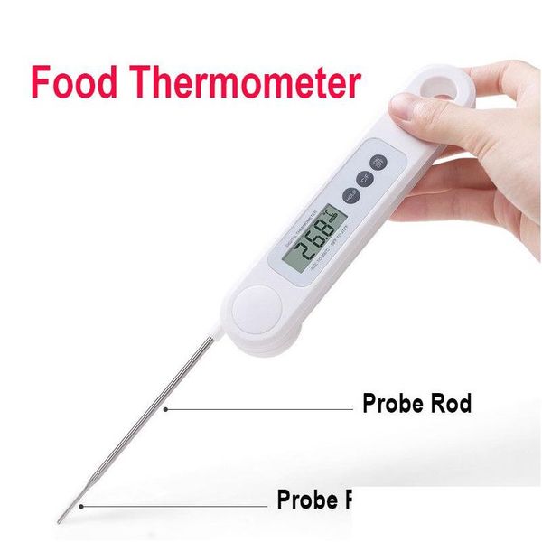 Thermomètres Thermomètre à viande à lecture instantanée Aliment numérique précis et rapide avec affichage rétroéclairé Sonde pliable pour barbecue à friture et gril an DHJZQ