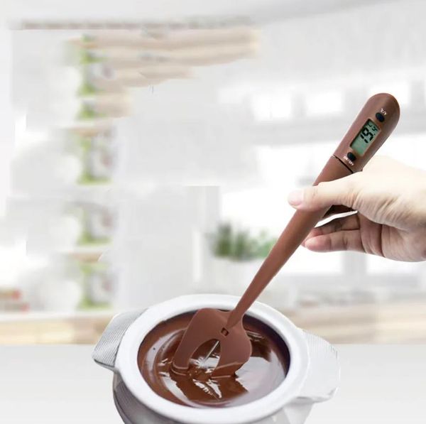 Termómetros portátiles Sile Scraper Spata Sonda larga Termómetro digital para alimentos Chocolate Cocina Cocinar Herramientas para hornear Drop Delivery Ho Dhhgp