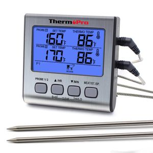 ThermoPro TP17 Dual Probes Digitale buitenvakken Thermometer Kook BBQ Oven Thermometer met groot LCD -scherm voor keuken 240423