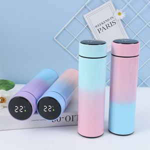 Thermos tumbler 500 ml de temp￩rature Affichage de bouteille d'eau intelligente 304 tasses thermiques en acier inoxydable tasses de sport avec bo￮te