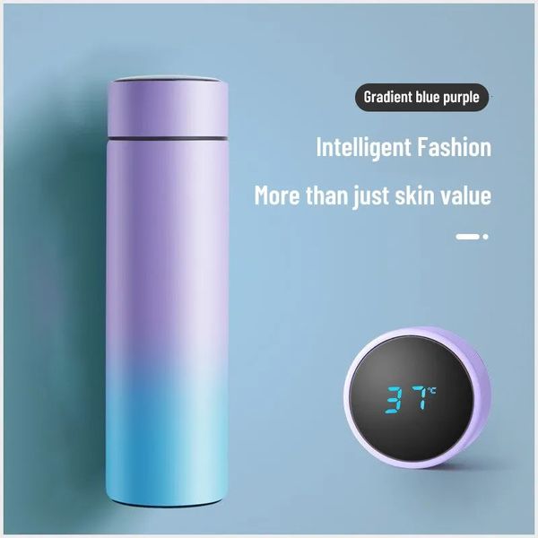 Thermoses 1 unid 500 ml aislamiento inteligente de acero inoxidable taza colorida mini termo botella de agua LED pantalla digital de temperatura 231205