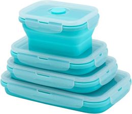 Thermosflessen 4 Stuks Siliconen Inklapbare Voedsel Opslag Containers Met Deksels Lunchbox Bento Bpa Gratis Voor Keuken Pantry 230729