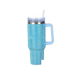 Thermoses 40 oz Rugestone Modèle Décoré Décoré Tuine de café plat de luxe avec poignée et couvercle St en acier inoxydable Thermos Drop D Dhlpg