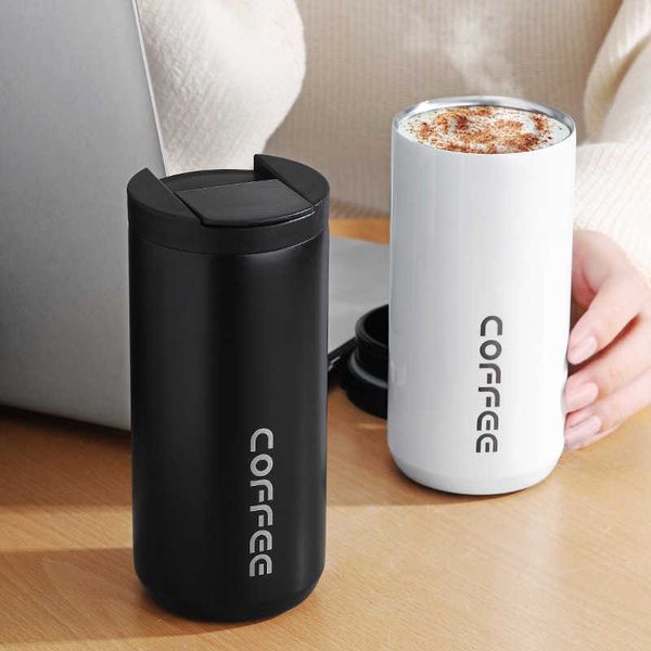 Thermoses mode coréenne créative tasse à café tasse d'eau de bureau d'affaires en plein air portable double couche tasse thermos