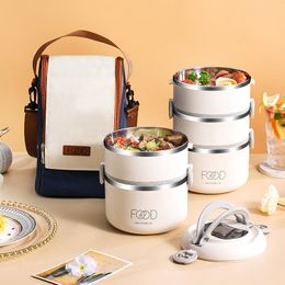 Thermosflessen Multi layer rvs lunchbox met lepel draagbare Japanse stijl bento box keuken drank kan opslag container 230728