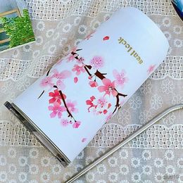 Thermoses Tasse thermique en acier inoxydable en forme de fleur de cerisier avec couvercle tasse à eau anti-fuite à café à double paroi voyage camping gobelet à thé verres