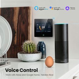 Controlador de temperatura de calefacción por termostato con pantalla táctil LED Celsius/Fahrenheit funciona con Alexa Google Home