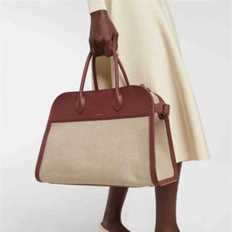 Therow Canvas Cowhide Bag Bag Women's New Large Capacidad Margaux 15 Handbag 240115