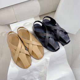 therow Roma sandalias zapatos casuales de mujer diseñador marca de moda fondo plano punta abierta zapatos de playa 35-40 con caja