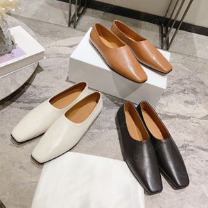 The Row Mocasines planos simples de cuero cuadrado Zapatos de vestir informales planos Zapatos de diseñador Calzado de fábrica para mujer