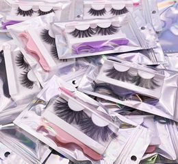 Dikke 10Sets 3D nerts Lashes 25mm Set Fluffy Hole Handmade Lash met roze applicatorverpakkingsdoos Tweezers Bulk 28mm1161985