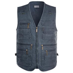 Dikke 5XL 6XL 7XL Nieuwe Mannelijke Casual Zomer Big Size Katoen Mouwloos Vest met veel 16 Zakken Men Multi Pocket Foto Vest