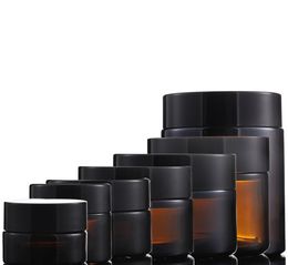 Pots en verre ambré épais 5g 10g 15g 30g 50g 60g 100g bouchon noir crème cosmétique pot bouteille yeux visage mains crème bouteilles