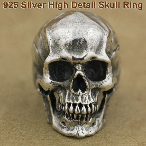 Épais et lourd en argent sterling 925, anneau de crâne très détaillé, individualité de Cool Knight, bague de mode rétro punk TA50 taille américaine 7 ~ 15 D19011502