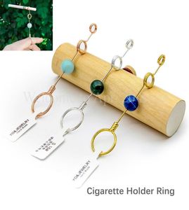 Dikke en dunne dubbele sigarettenhouder Ring Creatief rookrek Voorkom vinger gerookt gele MP1366966947