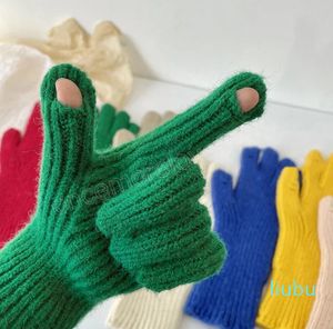 Gants tricotés épais et chauds à cinq doigts pour femmes, hiver, écran tactile, cyclisme en plein air, gants complets