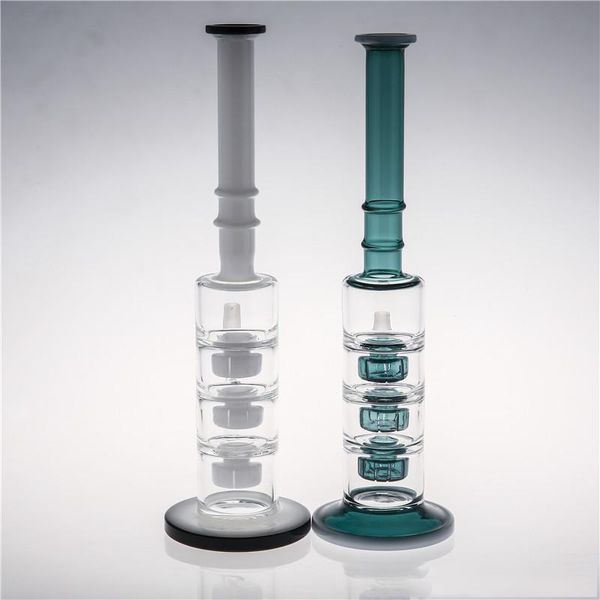 Base épaisse White Jade Hunter 32cm Bongs En Verre Avec Taille De Joint De Bol 14.4mm Perclators En Couches Fumer Des Conduites D'eau cheeap dab rigs Narguilés