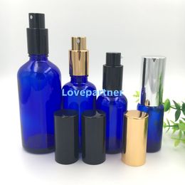 Bottiglie di profumo ricaricabili vuote della bottiglia dello spruzzo di vetro blu spesso da vendere