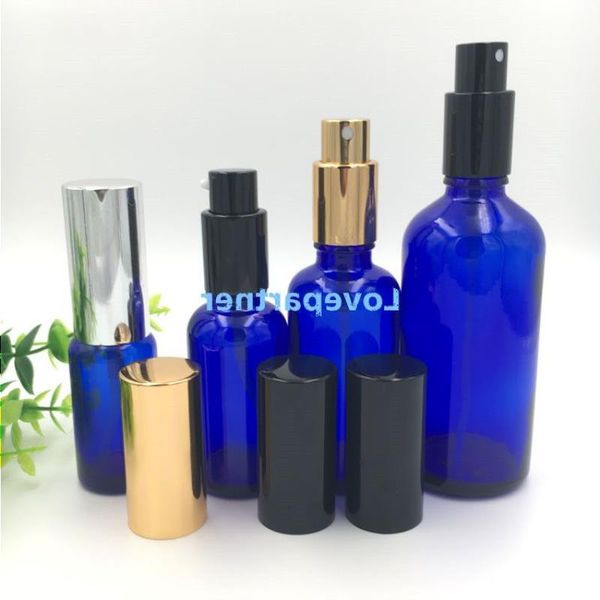 Bouteilles de parfum rechargeables vides de bouteille de jet en verre bleu épais à vendre Snfph