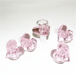 Dikke kom stuk voor glazen bonghaakglaasjes trechter kommen pijpen roken roze kleur hart vorm kom bedrukte groothandel olirigs 14 mm 18 mm 18 mm 18 mm 18 mm