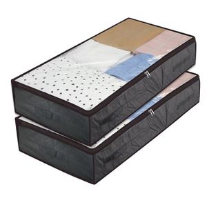 Dik ademend 2 stuks opvouwbare onderbedzakken opbergdozen onderbedkleding met ritssluiting organizer 240102