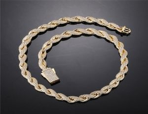 Dikke ketting voor mannen Goud kleur mode 8mm 1824inch 18k geel goud vergulde cz touwketen ketting armband mannen sieraden4697631