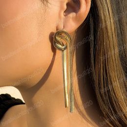 Pendientes colgantes con cadena gruesa y nudo para mujer, aretes colgantes largos Vintage con borlas, joyería de moda, regalos para damas/niñas