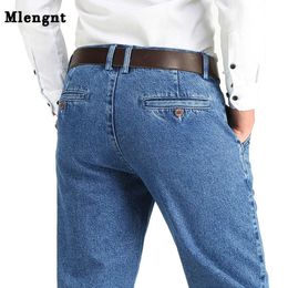 Dikke Katoenen Stof Relaxed Fit Merk Jeans Mannen Casual Klassieke Rechte Losse Mannelijke Denim Broek Broek Maat 2840 240226