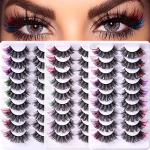 Épais Bouclés Couleur Faux Cils Naturellement Doux Vif À La Main Réutilisable Multicouche 3D Faux Cils Extensions Accessoire De Maquillage Pour Les Yeux DHL