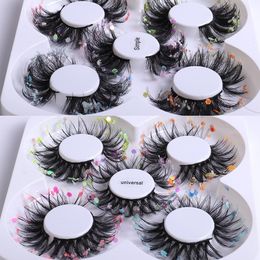 Grueso Rizado Brillo Extensiones de pestañas postizas Luz suave Hecho a mano Reutilizable Color Lentejuelas Pestañas falsas Maquillaje para ojos DHL