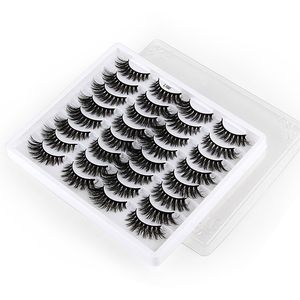 Extensions de faux cils épais et bouclés, naturels, longs, doux, légers, réutilisables, fabriqués à la main, 16 paires de faux cils multicouches, entrecroisés, maquillage pour les yeux, DHL