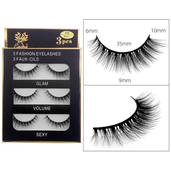 Épais mink bouclés cheveux faux cils extensions naturelles longues douces vives réutilisables réutilisables à la main 3 paires 3D fausses cils définies se maquillage pour femmes beauté 17 modèles DHL