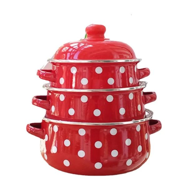 Ensemble de casseroles en émail épais avec marmite à soupe et Pot à lait adapté à la cuisson des aliments pour bébés sur cuisinière à gaz et cuisinière électrique 240327