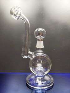 Dikke glazen bong dab rig waterpijp recycler booreilanden glazen oliebrander water bong met titanium nagel 18.8mm joint dhping