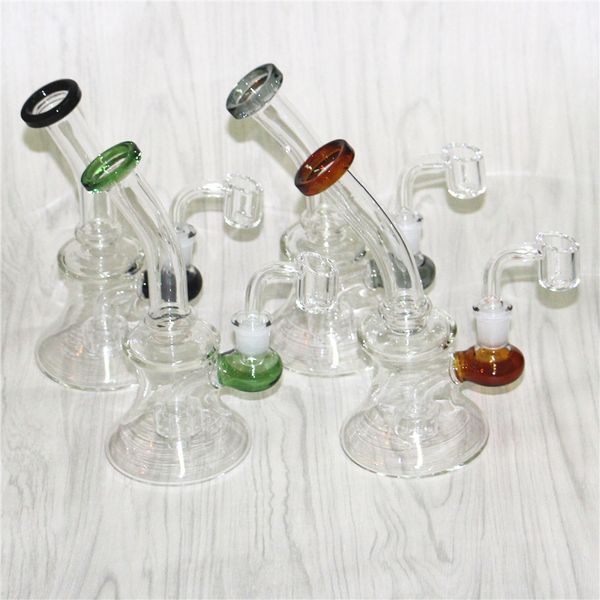 Bong en verre épais narguilés huile en verre Dab plates-formes 14mm femelle Joint Bongs percolateur pneu Splash Guard conduites d'eau avec bol